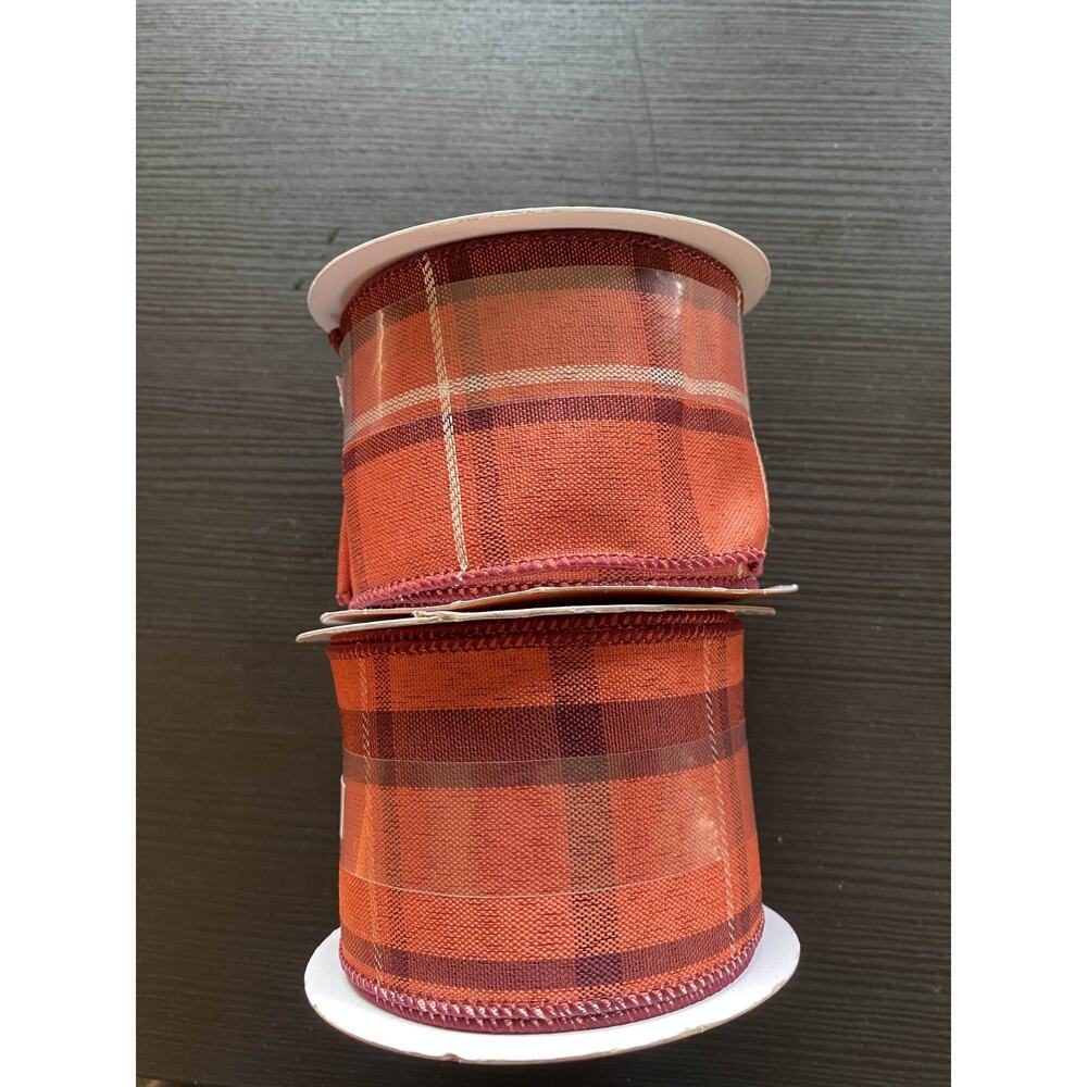 Place&Time Wire Edge Fall Ribbon for Handicraft, Fall Decor, 2 1/2in x 4yd